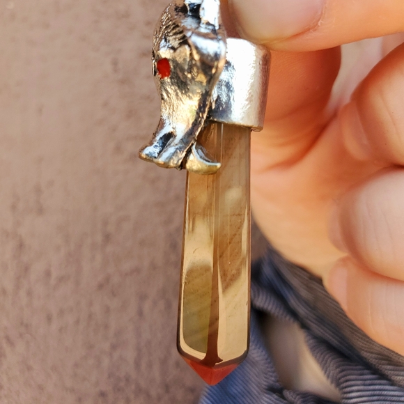 New Silver Wolf Head Onyx Agate Pendulum Pendant. - Picture 5 of 15